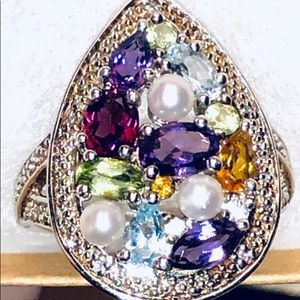 Sterling silver - multi gemstone ring